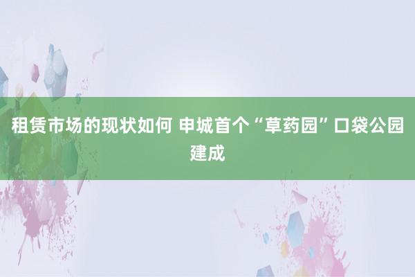 租赁市场的现状如何 申城首个“草药园”口袋公园建成