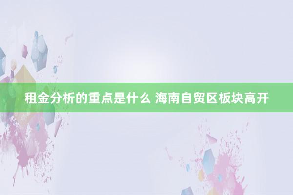 租金分析的重点是什么 海南自贸区板块高开