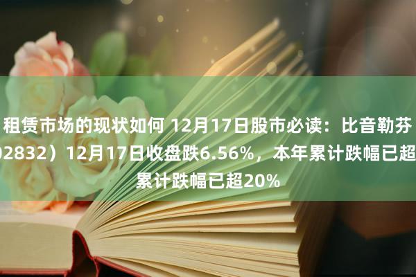 租赁市场的现状如何 12月17日股市必读：比音勒芬（002832）12月17日收盘跌6.56%，本年累计跌幅已超20%