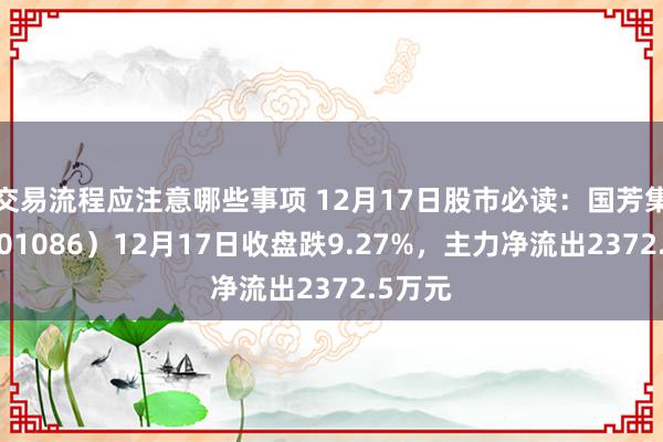 交易流程应注意哪些事项 12月17日股市必读：国芳集团（601086）12月17日收盘跌9.27%，主力净流出2372.5万元