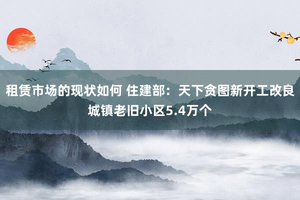 租赁市场的现状如何 住建部：天下贪图新开工改良城镇老旧小区5.4万个