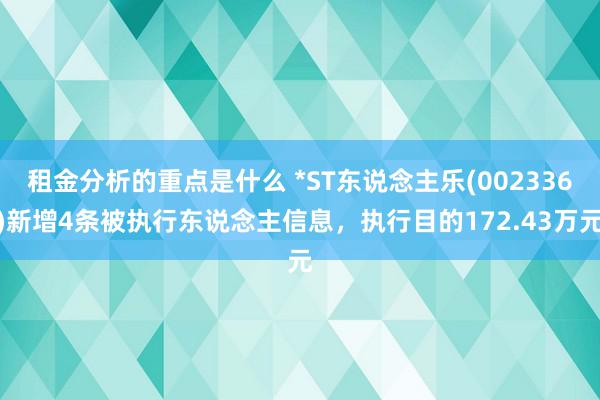 租金分析的重点是什么 *ST东说念主乐(002336)新增4条被执行东说念主信息，执行目的172.43万元