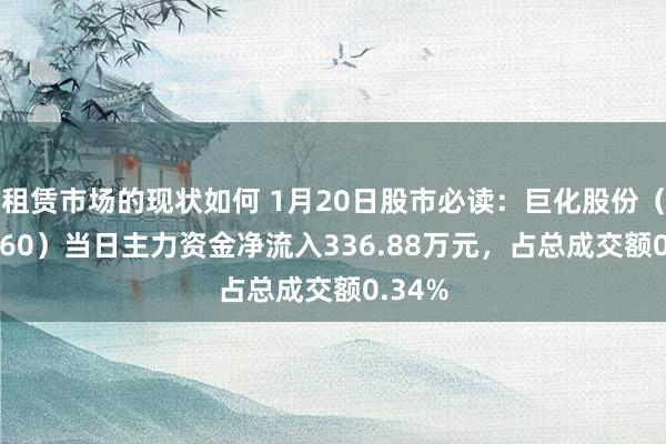 租赁市场的现状如何 1月20日股市必读：巨化股份（600160）当日主力资金净流入336.88万元，占总成交额0.34%