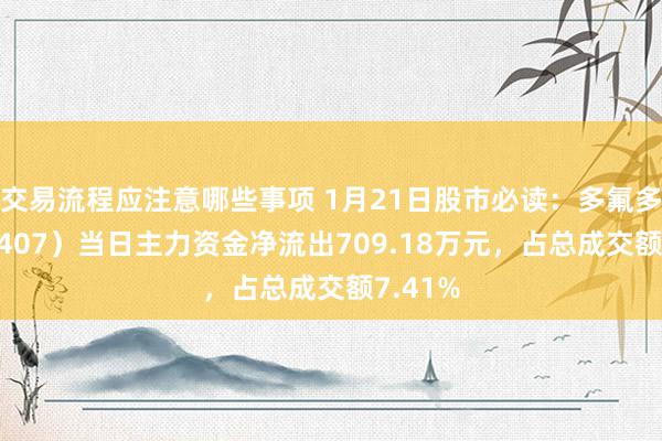 交易流程应注意哪些事项 1月21日股市必读：多氟多（002407）当日主力资金净流出709.18万元，占总成交额7.41%