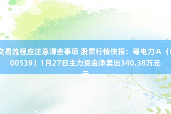 交易流程应注意哪些事项 股票行情快报：粤电力Ａ（000539）1月27日主力资金净卖出340.38万元