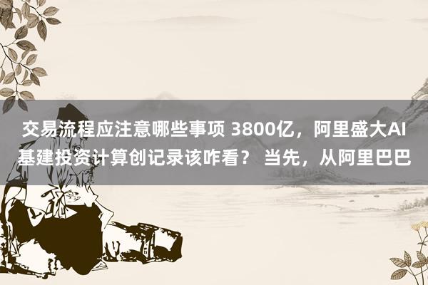 交易流程应注意哪些事项 3800亿，阿里盛大AI基建投资计算创记录该咋看？ 当先，从阿里巴巴