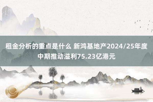 租金分析的重点是什么 新鸿基地产2024/25年度中期推动溢利75.23亿港元