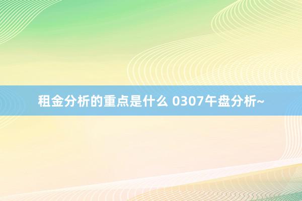 租金分析的重点是什么 0307午盘分析~