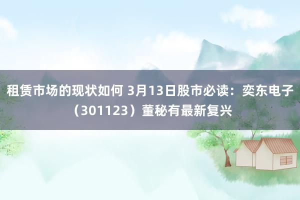 租赁市场的现状如何 3月13日股市必读：奕东电子（301123）董秘有最新复兴