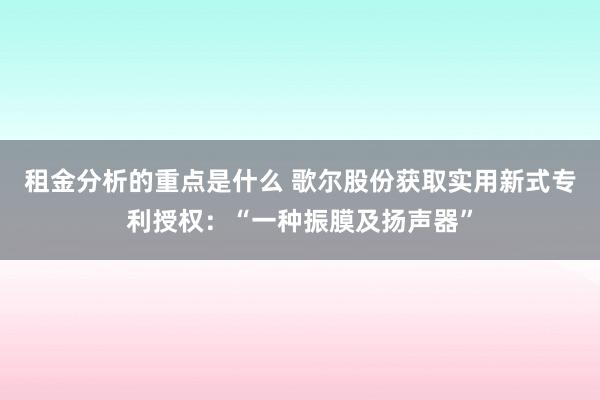 租金分析的重点是什么 歌尔股份获取实用新式专利授权：“一种振膜及扬声器”