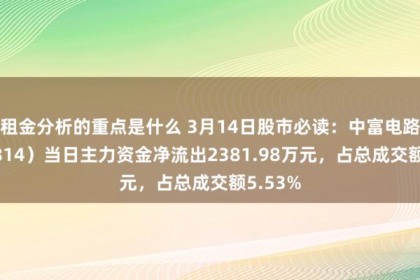 租金分析的重点是什么 3月14日股市必读：中富电路（300814）当日主力资金净流出2381.98万元，占总成交额5.53%